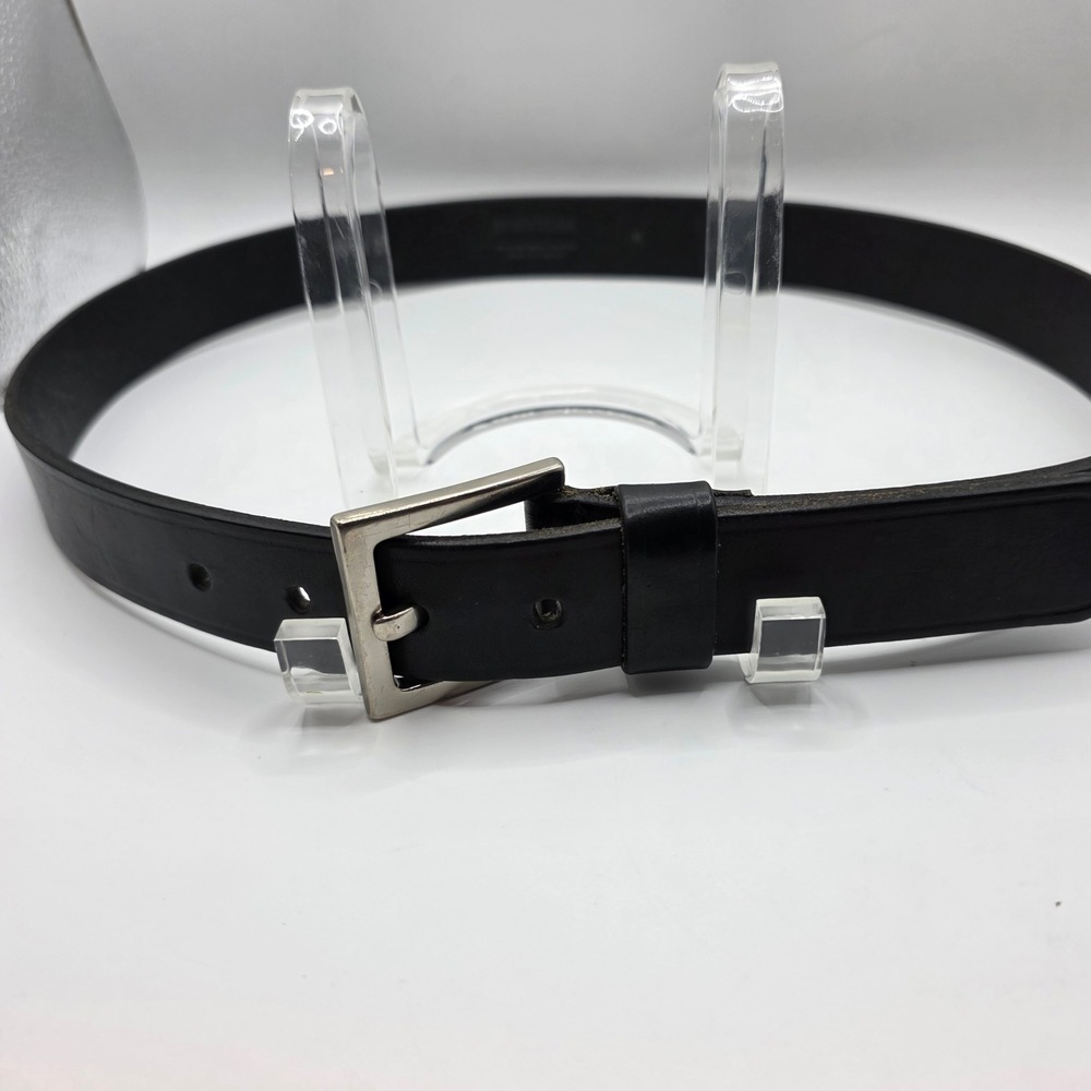 Structure Men Belt 36 Black Genuine Italian Leather Silver Buckle Made England